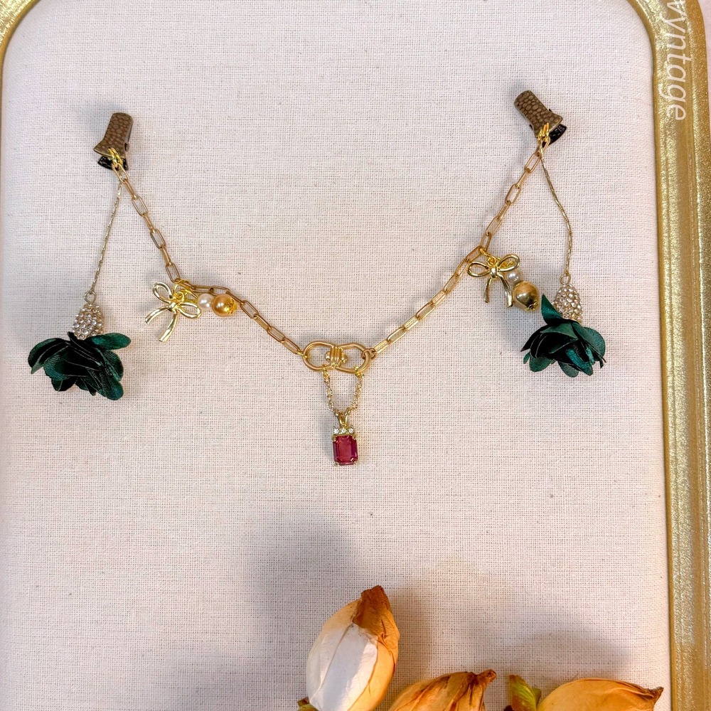 Floral Beaded Sweater Guard Clips‎